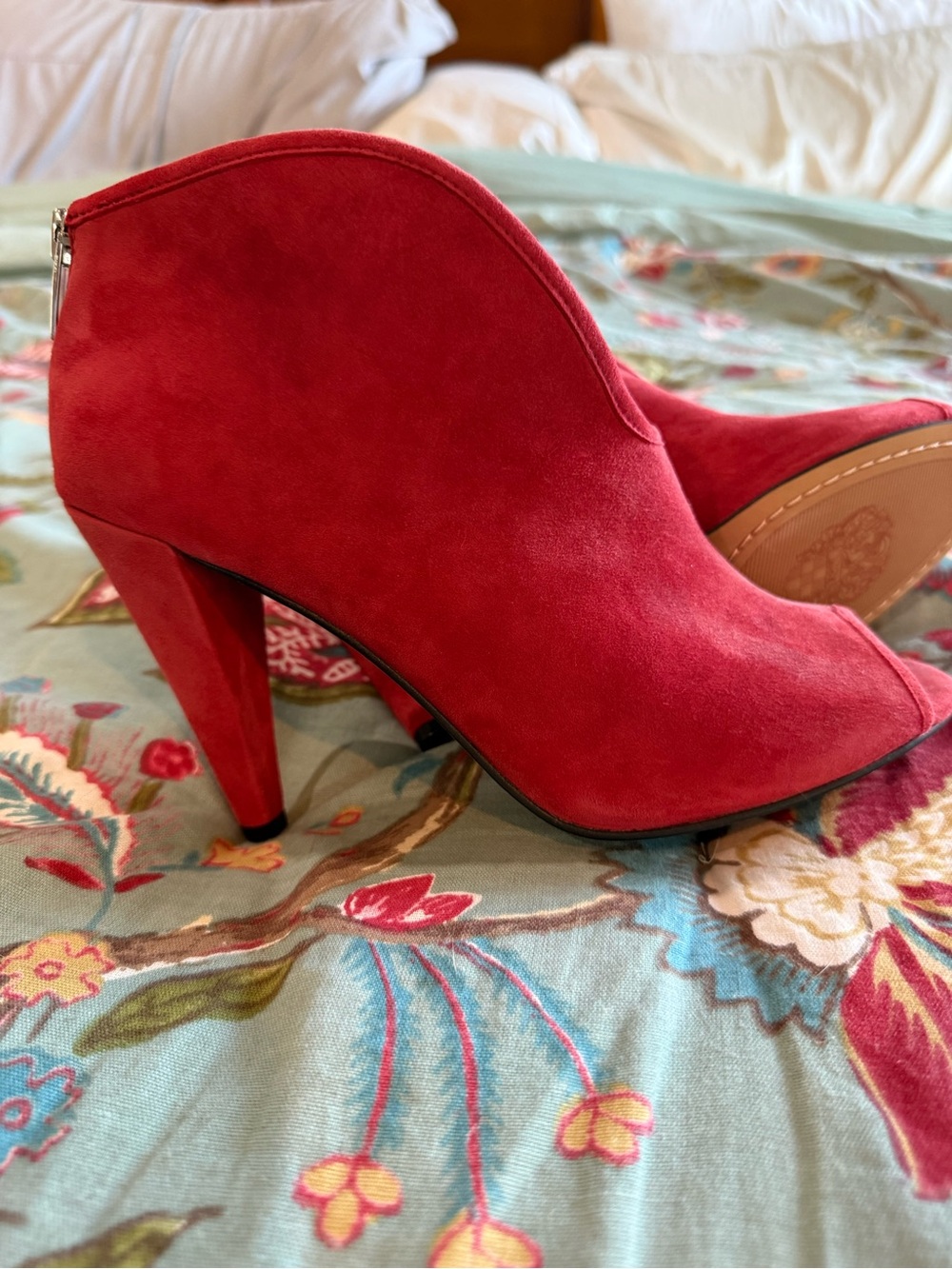 Vince Camuto Red Suede Ankle Booties